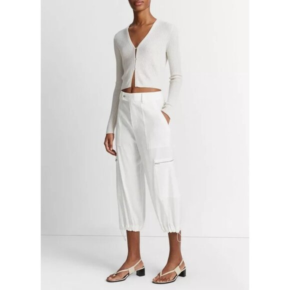 Vince Pants - Vince Parachute Cropped Pants Women's Size 6 Off White Linen Blend Breathable